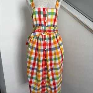 Christopher John Rogers x target plaid Gingham Midi Dress size 8 medium Easter
